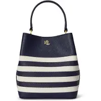 Ralph Lauren Two-Tone Leather Small Reese Bucket Bag - Navy - ONE SIZE