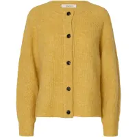 Selected Slwlulu Ls Knit Short Cardigan Noos - Yellow - XL