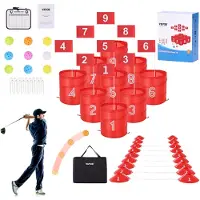 Vevor -pihan golfpeli, 9-reikäinen golfkenttä, golfpelien harjoittelupelit, golf-hakeutuspeli perheelle, aikuisille ja lapsille, kannettava ulkopihan golfpeli nurmikolle, pihalle, retkeilyyn, puistoon,