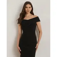 Ralph Lauren Crepe Off-The-Shoulder Cocktail Dress - Black - 46