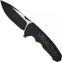 We Knife Starlash WE23011D-1 Blackwashed Böhler M390 Satin Flat, Black Titanium, Aluminum Foil Carbon Fiber Inlay, pocket knife