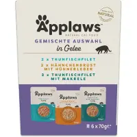 Applaws 48x70g Cat Pouch in Jelly Mix tonnikala & kana kissan märkäruoka