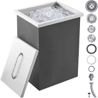 Vevor -jääkaappi, 35 cm P x 30 cm L x 45 cm K ruostumattomasta teräksestä valmistettu jääjäähdytin, kaupallinen jääastia kannella, 40 litran ulkokeittiön jääbaari, tyhjennysputki ja tyhjennystulppa sis