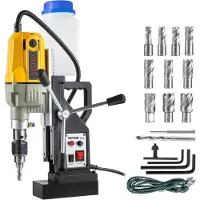 Vevor magneettipora, 1100 W 1,57" poraushalkaisija, 2697lbf/12000N kannettava sähköinen magneettiporakone 12-terällä, 580 RPM maksiminopeusporakone mihin tahansa pinta- ja kodinparannukseen