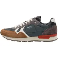 Pepe Jeans for man. PMS400021 Brit Essence grey trainers (42), Flat, Laces, Casual