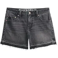 Superdry for woman. W7110449A Black mid-rise shorts (28), Casual, Cotton, Denim