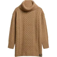 Superdry for woman. W8011743A Brown braided knitted dress (M), Casual, Acrylic, Long sleeve