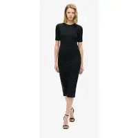 Superdry for woman. W8011766A Short sleeve midi knitted dress engro (S), Black, Casual, Party, Classic, Modal