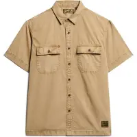 Superdry for man. M4010791A Brown short-sleeved military shirt (S), Casual, Cotton, Short sleeve