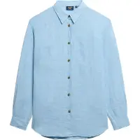 Superdry for woman. W4010463A Casual linen shirt with blue boyfriend cut (S), Long sleeve
