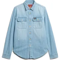 Superdry for man. M4010904A Workwear blue embroidered shirt (M), Casual, Cotton, Long sleeve