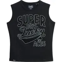 Superdry for woman. W6011898A T-shirt with black Retro trims (S), Casual, Cotton, Sleeveless / Straps