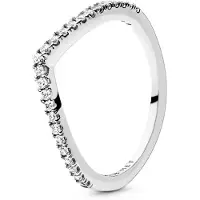 Pandora Wishbone Silver Ring With Clear Cubic Zirconia - Silver - 58