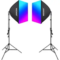 Neewer Kit NK800 two softboxes + bulbs RGB 24W 2700-6500K + tripods + barndoors