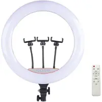 ILike Selfie-tikku SR18 46cm LED-valosarja 3x älypuhelintelineellä + 220V-adapterilla + BT-kaukosäätimellä Musta