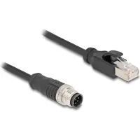 DeLOCK 80810, 2 m, Cat5e, S/FTP (S-STP), M12, RJ-45, Musta