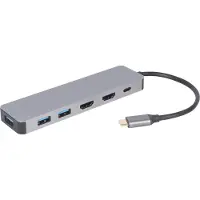Gembird Adapter USB-C Hub USB-C PD HDMI x2 USB 3.0x3