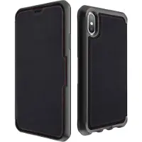 Itskins HYBRID FOLIO cover til iPhone XS / X&reg;. Sort og r&oslash;d med genanvendt l&aelig;der