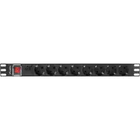 Lanberg PDU-08F-0200-BK, Kytkimellinen, 1U, Yksivaiheinen, Vaaka, Alumiini, Musta