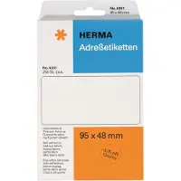 Herma 4301, Valkoinen, Paperi, Matta, 9,5 cm, 4,8 cm, 250 kpl