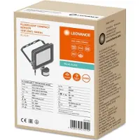 Ledvance LED Valonheitin Kompakti Musta 10W 1000lm 100D - 840 Kylmä Valkoinen | IP65 - Symmetrinen - Liike- ja valotunnistin | Vedenkestävä