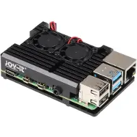 Raspberry Pi -alumiinikotelo tuulettimilla, 4 B, musta