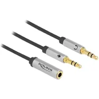 DeLOCK – Headset Adapter 1x 3.5mm 4 pin Stereo jack female to 2x 3.5mm 3pin Stereo jack male (CTIA) (66740)