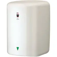 Dan Dryer Turbo Low Noise -käsikuivain (346) valkoiseksi maalattua terästä, kosketusvapaa. Kuivausaika 10-15 sekuntia, 700-1400 W, mitat 287x205x180 mm, 63-68 dB(A) 1 m