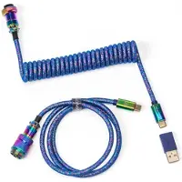 Keychron Premium Coiled Aviator Cable Type-C - Rainbow Plated Blue