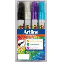 Artline Glassboard Marker black, blue, white, purple (4)