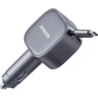 Anker Nano Car Charger (75W USB-C Port Built-In Retractable USB-C Cable) - Grey