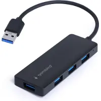 Gembird UHB-U3P4-03, Langallinen, USB 3.2 Gen 1 (3.1 Gen 1) Type-A, Musta, 5 Gbit/s, Kiina, 30 mm