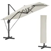 Songmics Aurinkovarjo, sateenvarjo, neliö, puutarhavarjo, 300x300 cm, beige