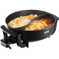 Vevor sähköinen kuumavesipannu, 1360 W 5 L kaksoismakuinen Shabu Shabu -potti, tarttumaton sähköliesi jakajalla, kirkas lasikansi, lämpötilan säätö, kiinalainen kuumavesipannu 6–10 hengelle perheille