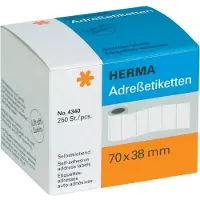 Herma 4340, Valkoinen, Paperi, Matta, 7 cm, 3,8 cm, 250 kpl