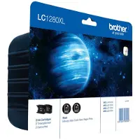 Brother LC-1280XLBKBP2, musta, Väriainepohjainen muste, 2400 sivua, Monipakkaus (LC1280XLBKBP2)