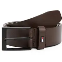 Tommy Hilfiger Vyö 'Enamel Flag Rectangular Buckle' tummanruskea