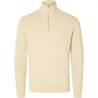 Selected Slmdane Ls Knit Structure Half Zip Noos - Cream - XL
