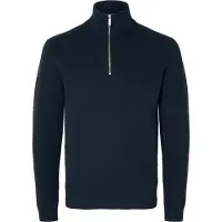 Selected Slhdane Ls Knit Structure Half Zip Noos - Navy - L