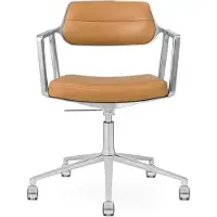 Vipp 453+ Pyörivä Tuoli Pyörillä Kiillotettu Alumiini / Kamelin - Toimistotuolit Nahka Camel - 453+71C01