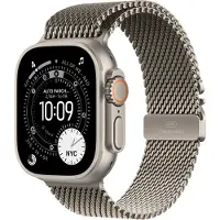 Apple Watch Ultra 3 49mm luonnonvaalea titaanikuori ja luonnontitaaninen milanolaisranneke (suuri)