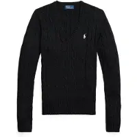 Ralph Lauren for woman. 211971870002 Cotton jumper in black ecru knitted jersey (L), Casual