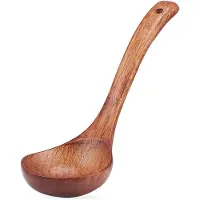 Hobby Hall Puinen keittolusikka, luonnonpuinen keittolusikka, puurolusikka, pituus 24 cm