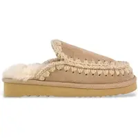 Mou for woman. MU.FW101125A Eskimo slipper suede (38), Leather, Brown, Flat, None, Casual