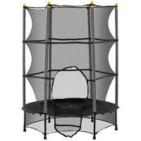 Hobby Hall Lasten trampoliini, Ø140 cm, turvaverkolla, sisä- ja ulkokäyttöön, teräs, muovi, kuormitus enintään 50 kg, musta, Mėlyna
