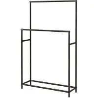 Hobby Hall Vapaasti seisova pyyheteline, 2 tankoa, ruostumaton, 66x20x110 cm, Musta
