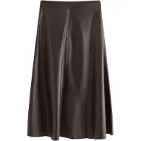 Lindex Utsvängd Midikjol I Läderimitation - Brown - XL