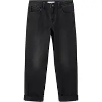 Mango Turned-Up Straight Jeans - Black - 13-14