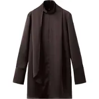 Mango Satin Dress With Foulard - Brown - XS