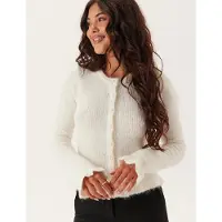 Bubbleroom Knitted Frill Cardigan - Cream - M